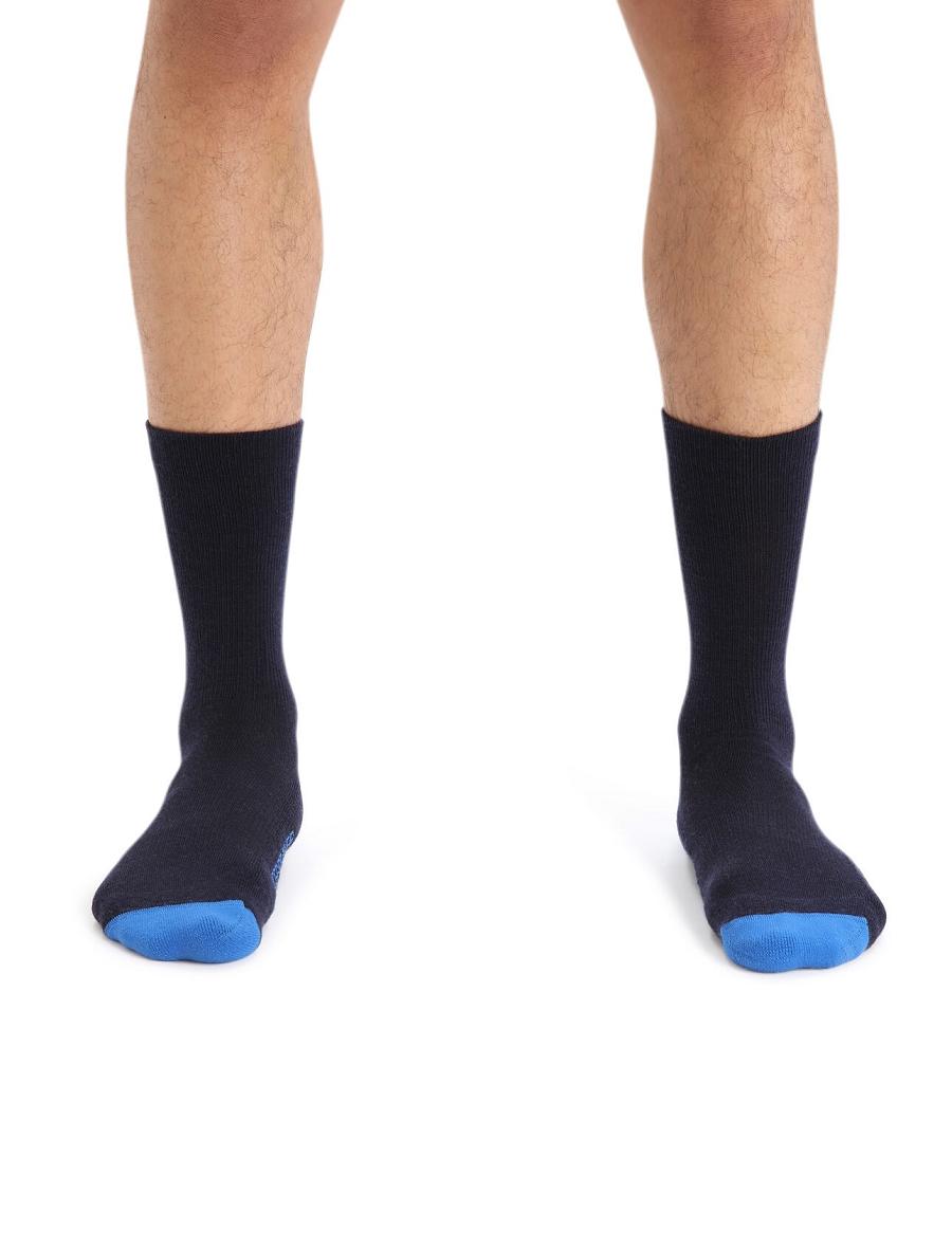 Midnight Navy / Lazurite Icebreaker Merino Lifestyle Light Crew Men's Socks | AU 1046PJJQ